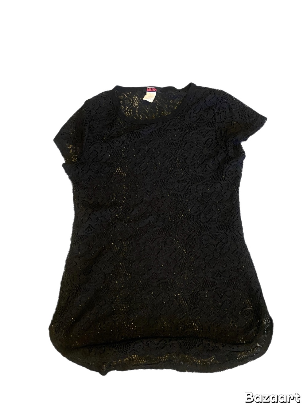 Blush Black Floral Lace Short Sleeve Top